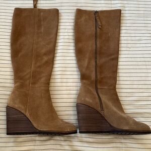 Splendid Cleveland Wedge Tall Boots, Lt Brown Suede, size 8